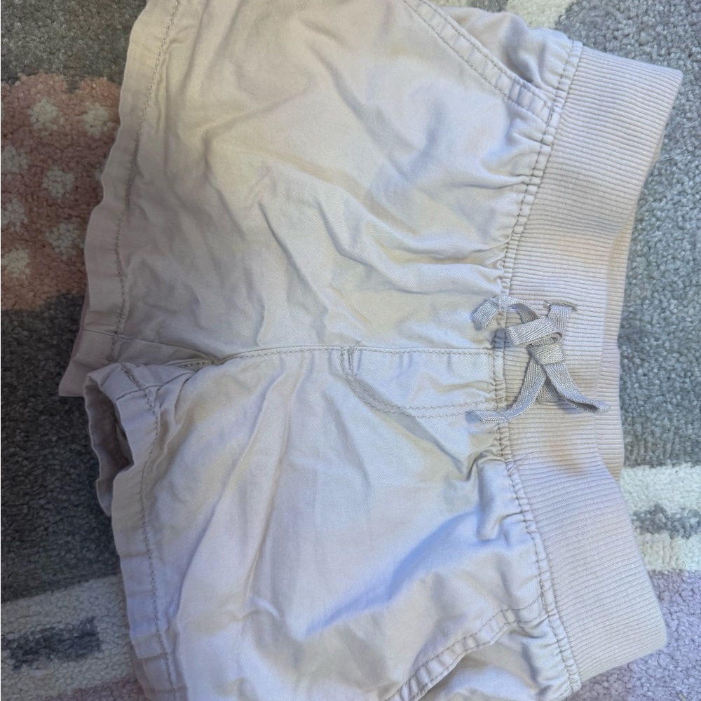 Place Light Cream Drawstring Athletic Shorts